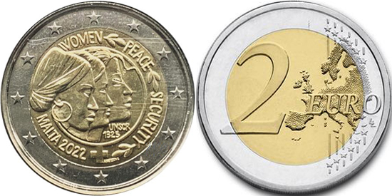 Malta 2 euro 2022 - Women, Peace and Security UN resolution 1325