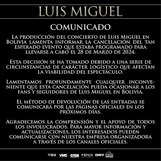 Luis Miguel odia Bolivia