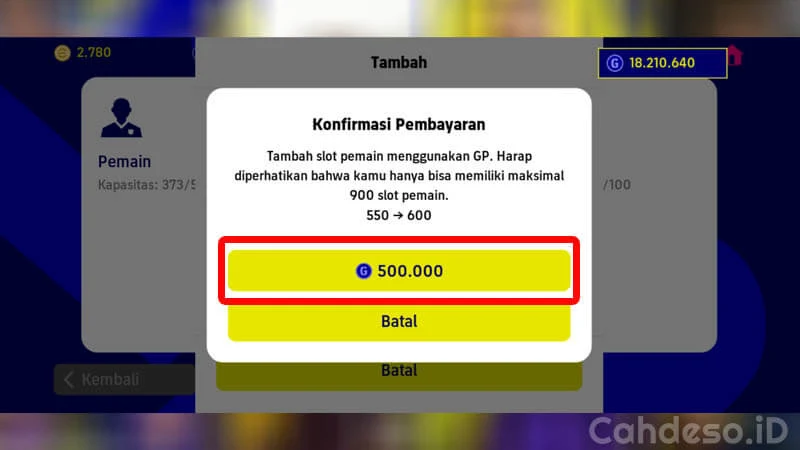 Cara Menambah Slot Pemain di PES eFootball 2023 Mobile