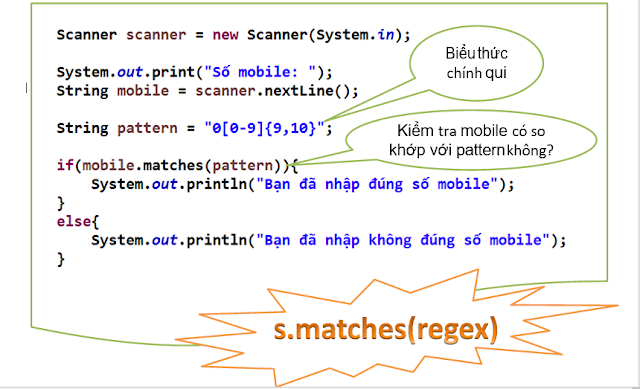 ví dụ biểu thức chính quy trong lập trình java