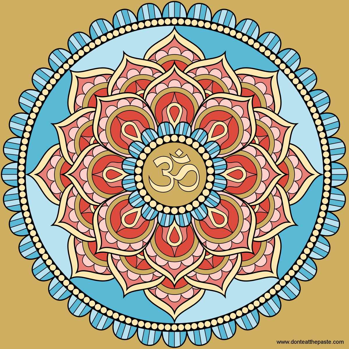 Don't Eat the Paste: Lotus Om Mandala to color