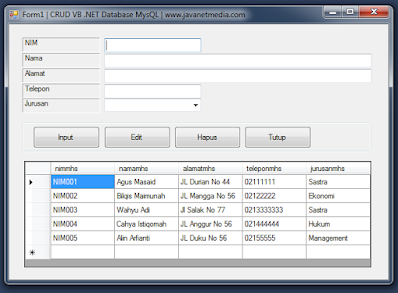 Membuat CRUD Visual Basic .NET Database MySQL