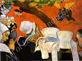 The Great Artist Paul Gauguin Painting  "Vision after the Sermon" 1888 28 3/4 x 36 1/4 Nationl Gallery of Scotland, Edinburgh