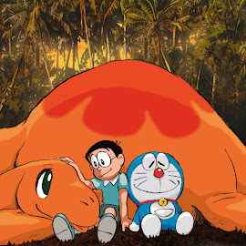 wallpaper doraemon, giant, suneo, nobita, sizuka