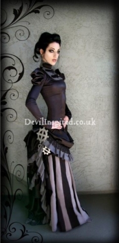 Brown Lace and Ruffle Victorian Steampunk Dress