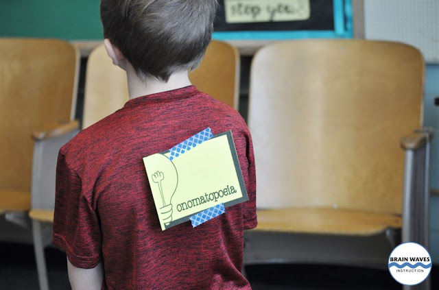 Just write important vocabulary words on cards and then place them on the students' backs.  Then, have partners give each other clues while they play this fun and easy vocabulary game!