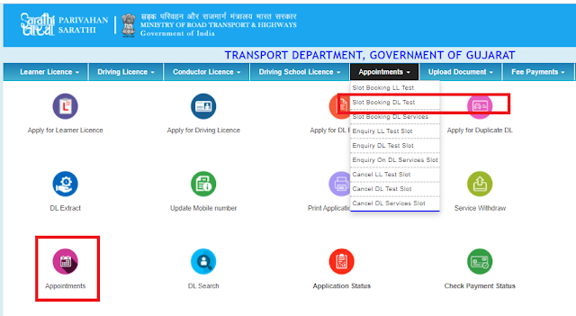 sarathi.parivahan.gov.in application status