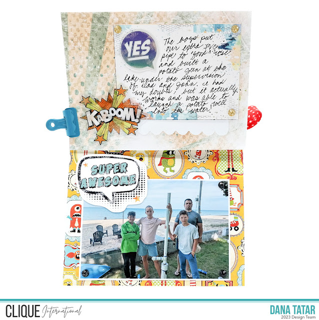 How to quickly document summer vacation shenanigans with the family in a 6x6 paper clip and ribbon bound mini album with fun shaker cover feature.