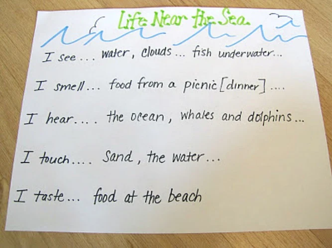 beach descriptive writing activity