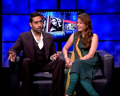 Aishwarya and Abhishek being interviewed by Rajeev masand