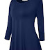 Womens 3/4 Sleeve Loose Fit Swing Tunic Tops Basic T Shirt