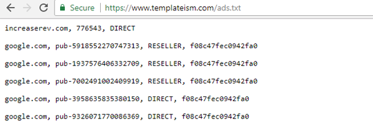 templateism ads.txt file