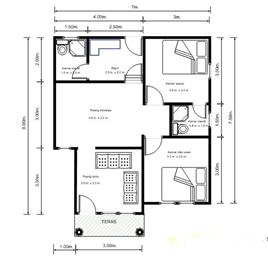 denah rumah minimalis 3 kamar tidur