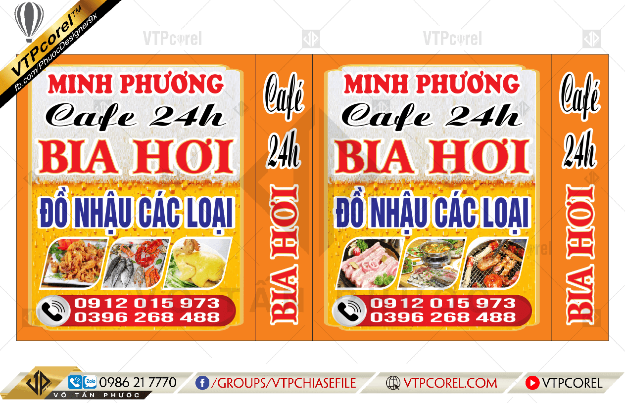 Bảng hiệu Bia hơi đồ nhậu các loại CDR12