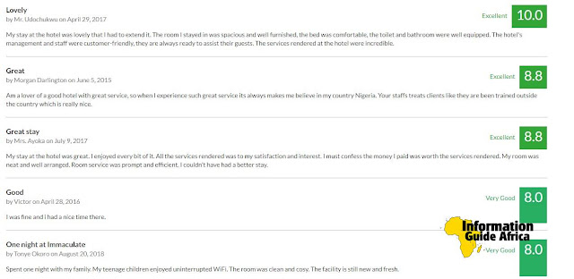 Customer Reviews of Immaculate Royal International Hotel Owerri