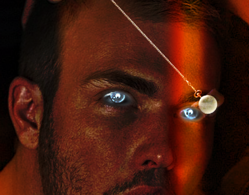 Upper face of handsome man being hypnotized with a pendulum PPPimp created by Oregonleatherboy