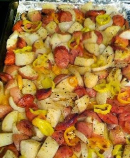 Oven-roasted Sausages, Potatoes, and Peppers