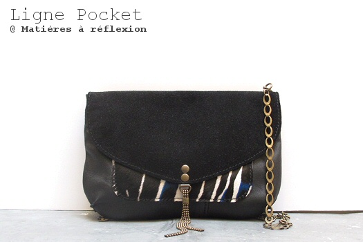 Pochette Letter Pocket cuir Zebra-noir