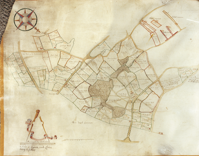 The 1735 Bridgeman design for Gobions overlaid on top of the Thomas Holmes survey