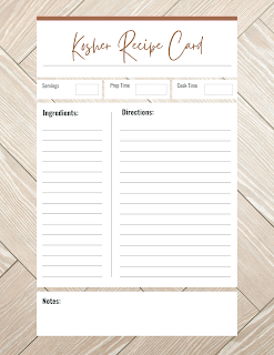 Kosher Recipe Cards - Free Printable Digital Files - Beige Brown Abstract Theme