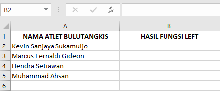 Langkah-Langkah Memasukkan Fungsi LEFT pada Microsoft Excel