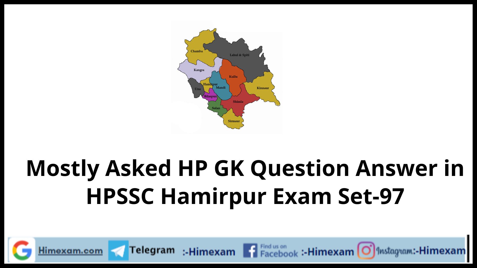 Mostly Asked HP GK Question Answer in HPSSC Hamirpur Exam Set-97