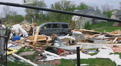 Picture of tornado damage in Hugo, MN.