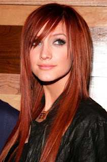 dark red hair with fringe