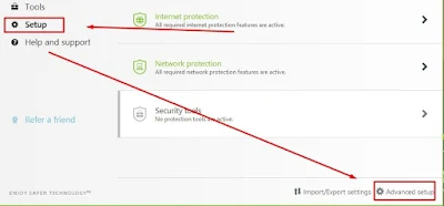 ESET Smart Security Advance Settings