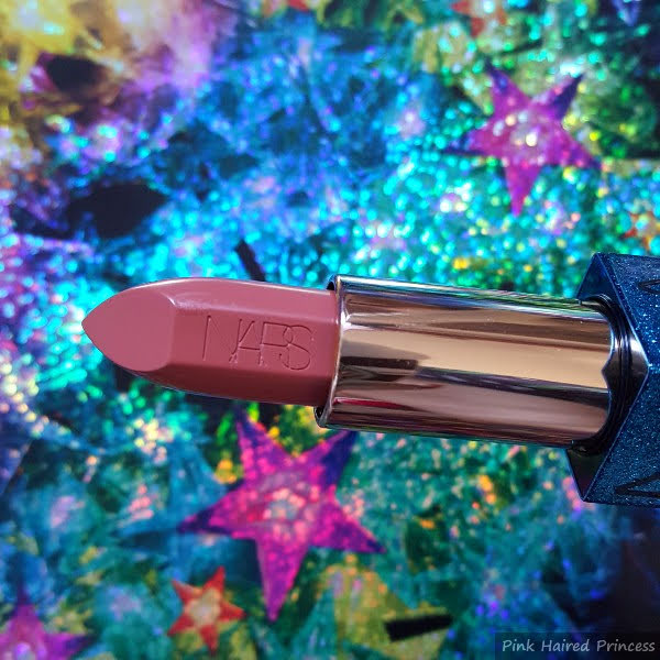 close up of rosy tan Nars lipstick in special limited edition packaging