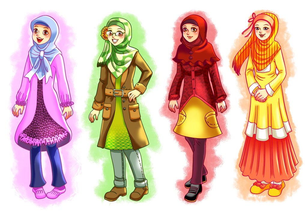  Gambar  kartun  muslimah  yang keren dan cantik Animasi  