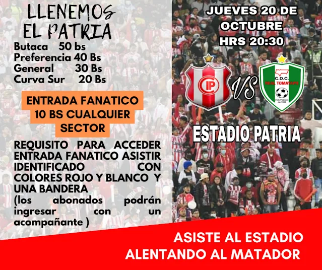 Venta de entradas Independiente vs Real Tomayapo