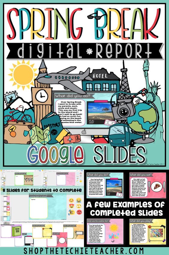 Spring Break Digital Report in Google Drive is a great writing activity for students to report back about their Spring Break. Students must have access to Google Drive in order to use this technology activity. Works on Chromebooks, laptops/computers and iPads