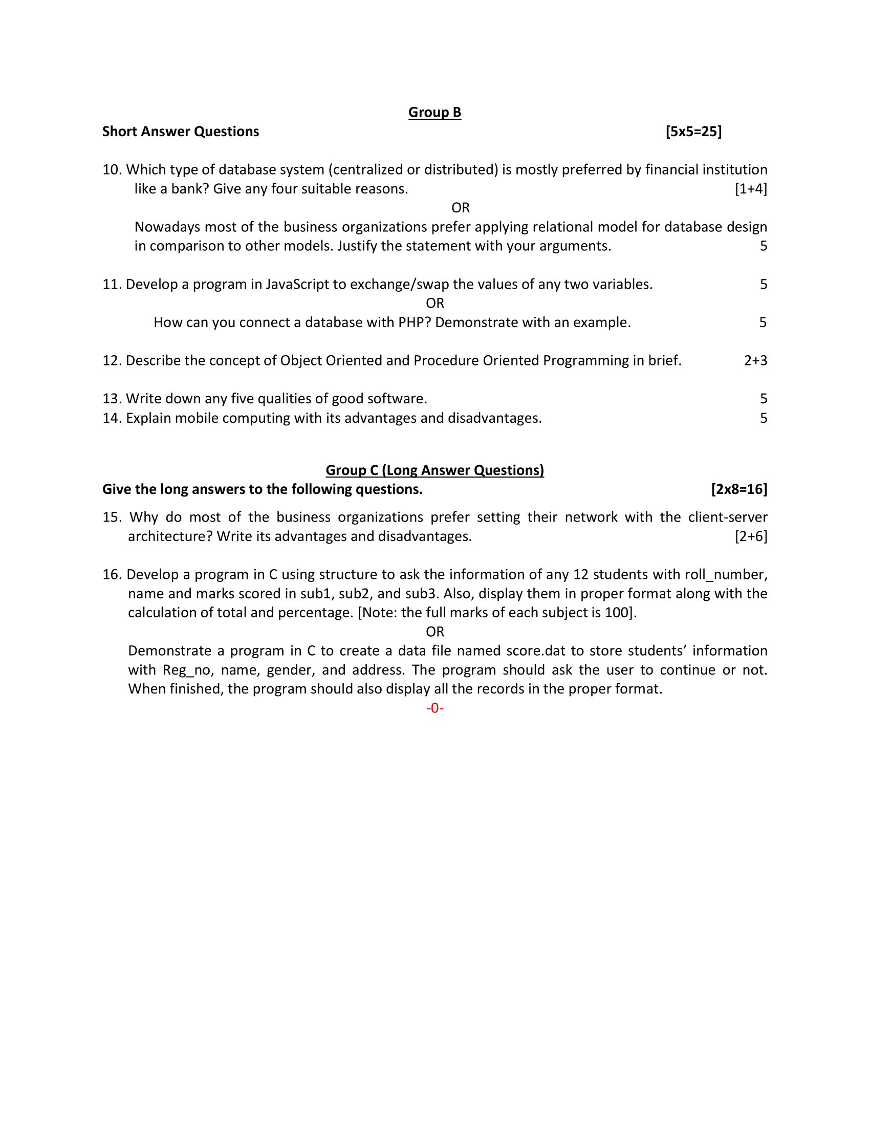 NEB Class 12 Computer Model Question Paper 2079 With Solution