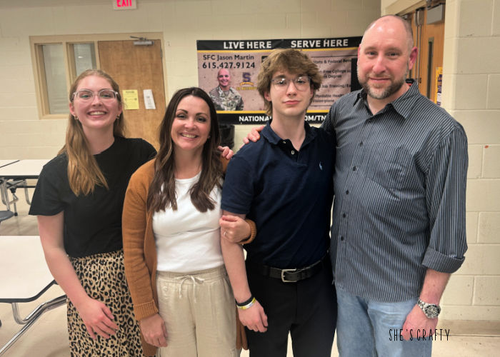 Family at high school swim banquet.