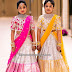 Viranica and Vishnu Daughters in Silver Half Sarees