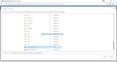 Select an HTML file to Insert into Master Page library.