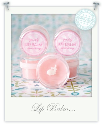 Hand-made sparkly strawberry lip balm by Torie Jayne