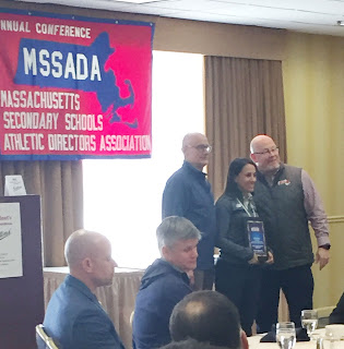 Tri-County AD, Sara Martin, was  recognized with the Theodore “Ted” Damko award by the Massachusetts’ Secondary Schools Athletic Directors Associations (MSSADA)