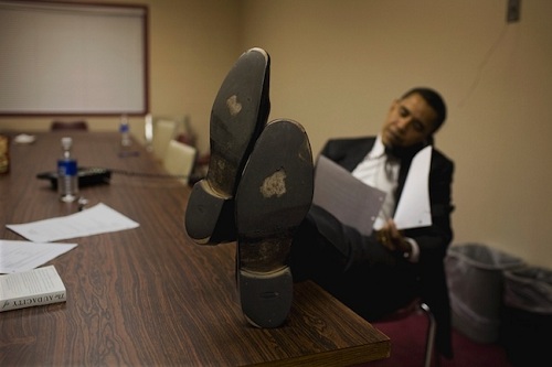 Obama with feet on table