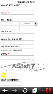 Contoh form pendaftaran akun BPJS TK online