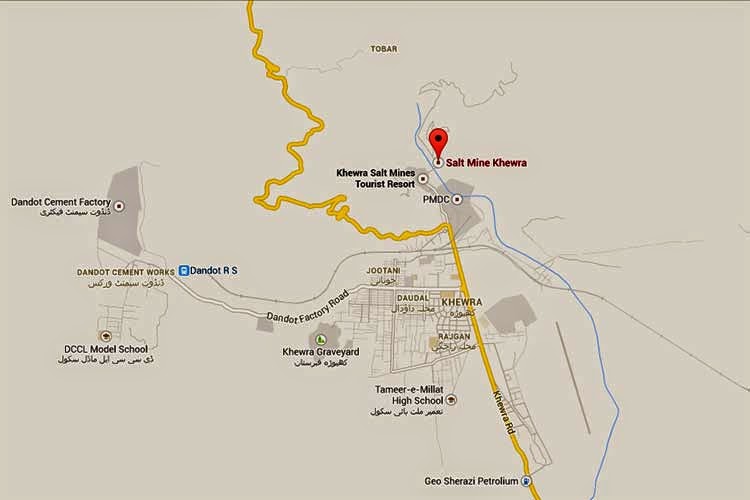 Location of Khewra Salt Mine