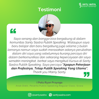 Testimoni Santy Sastra Public Speaking