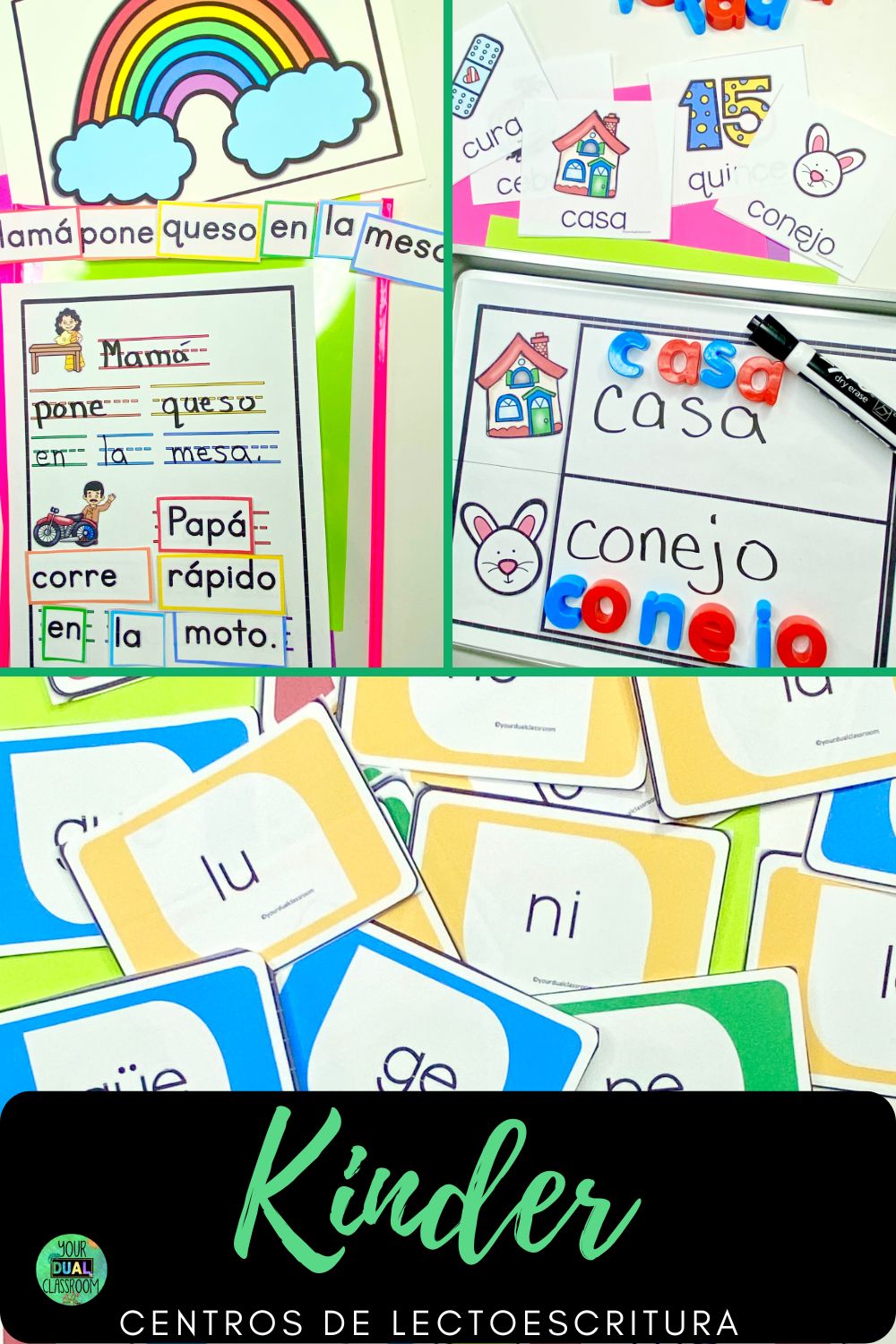 Pinterest image of Spanish Kindergarten Literacy Centers