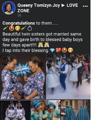 Twins Sisters Who Married On Same Day, Welcome Baby Boys (Photos)