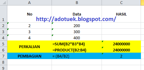 Rumus Perkalian dan Pembagian Pada Microsoft Excel