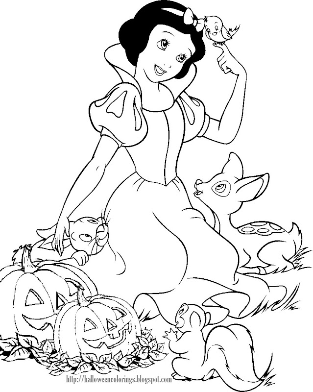 SNOW WHITE DISNEY HALLOWEEN COLORING SHEET title=