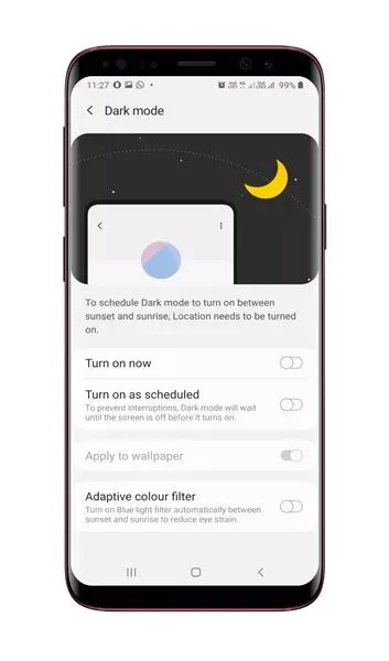 شرح تفعيل الوضع الداكن على أجهزة سامسونج
