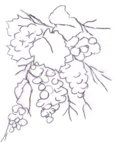 pintura em tecido frutas pano de prato uvas