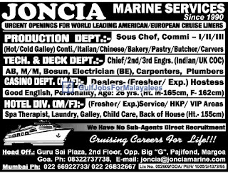 American Cruise ship vacancy Joncia marine service